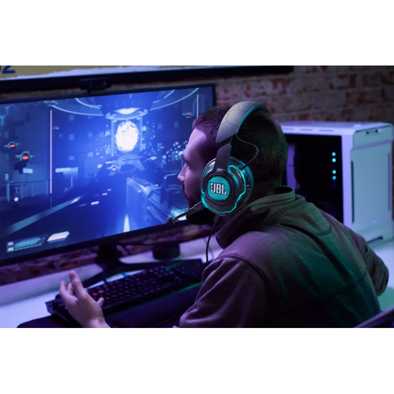 JBL Quantum One ενσύρματα gaming ακουστικά over-ear, ενεργή ακύρωση θορύβου, USB-C, 3,5 mm, 20 - 20000 Hz, μαύρα