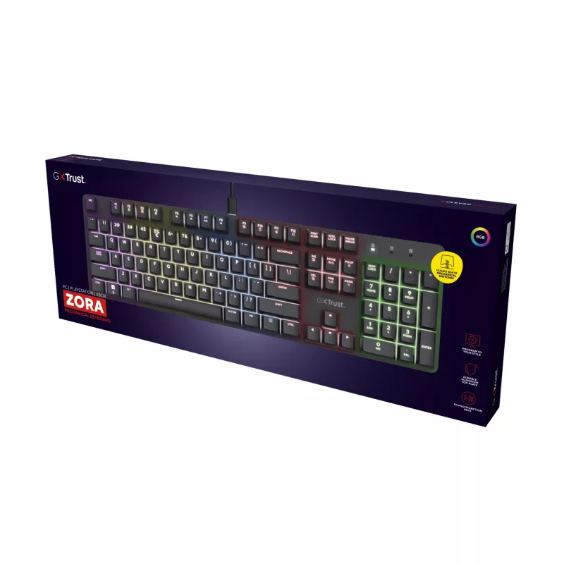 Πληκτρολόγιο Gaming Trust GXT 871 Zora Μηχανικό USB RGB Μαύρο