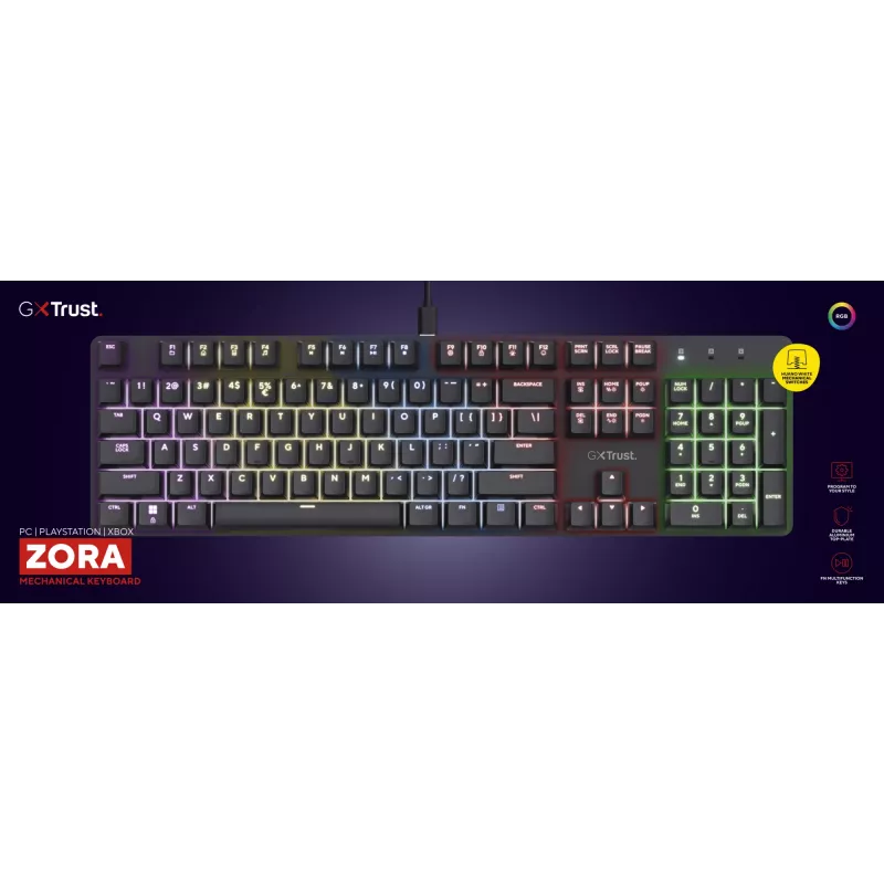 Πληκτρολόγιο Gaming Trust GXT 871 Zora Μηχανικό USB RGB Μαύρο