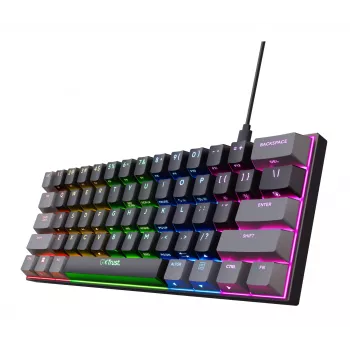 Πληκτρολόγιο gaming Trust GXT 867 Acira USB QWERTZ γερμανικό μαύρο γκρι 60% μηχανικό RGB