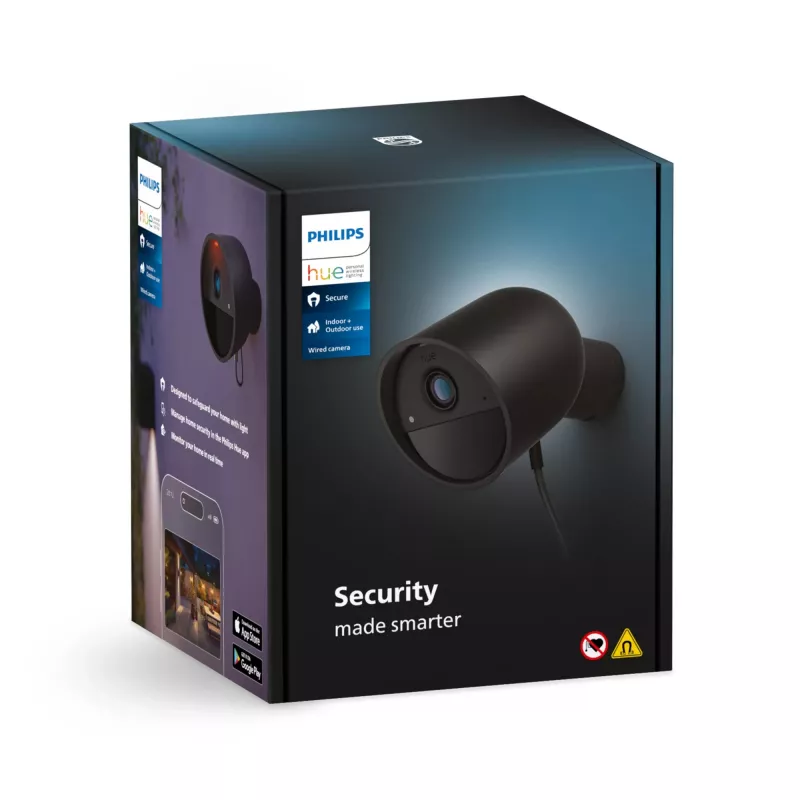 Philips Hue Secure 49267700 ενσύρματη κάμερα ασφαλείας IP, 1080p, Wi-Fi, ανίχνευση κίνησης, αμφίδρομος ήχος, μαύρη