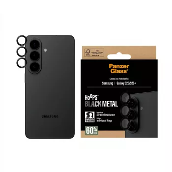 Γυαλί προστασίας κάμερας PanzerGlass Hoops μαύρο για Samsung Galaxy S26 / S26+ — σκληρυμένο γυαλί & σιλικόνη, ανθεκτικό σε γρατσουνιές και κτυπήματα