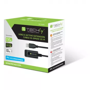 Techly IUSB-REP220TY3 Καλώδιο USB USB 2.0 20 m USB A μαύρο