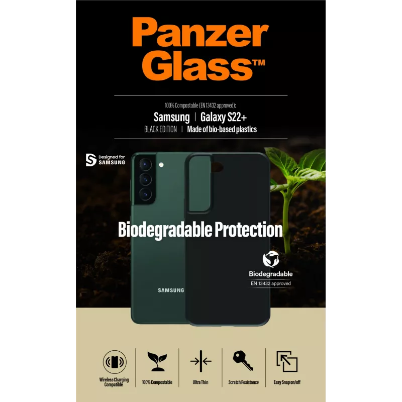Θήκη PanzerGlass Samsung Galaxy S22 Plus μαύρη βιοδιασπώμενη