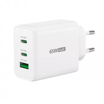 j5create JUP3365E-EN 65W GaN USB-C® 3-Port φορτιστής, εσωτερικού χώρου, AC, λευκό