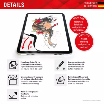 Προστασία οθόνης με υφή χαρτιού Displex TABLET PAPERSENSE για iPad 7./8./9. γενιάς και iPad Air 3, ματ 26,7 cm (10,5 ίντσες), 3H, επανατοποθετούμενη