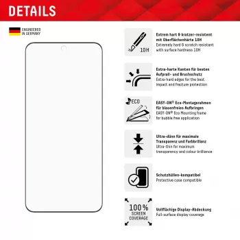 Displayschutz e.v.i. Displex Full Cover (10H) για Xiaomi 14 Pro, σκληρυμένο γυαλί, Eco-Montagerahmen, μαύρο/διαφανές