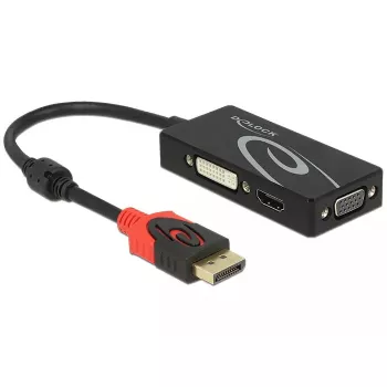 Delock 62902 Προσαρμογέας DisplayPort 1.2 σε VGA / HDMI / DVI, 4K, παθητικός, Μαύρο