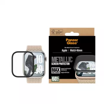 PanzerGlass Προστασία οθόνης με μαύρο μεταλλικό πλαίσιο για Apple Watch, Μοντέλο PG56329