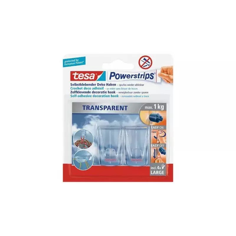 Καθολικοί γάντζοι Tesa Powerstrips Διάφανο DECO 58813-00000-00