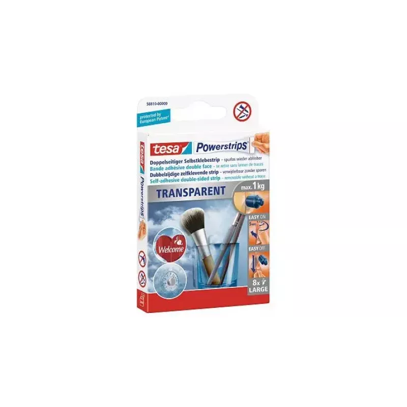 Αυτοκόλλητο συναρμολόγησης Tesa Powerstrips διαφανές LARGE