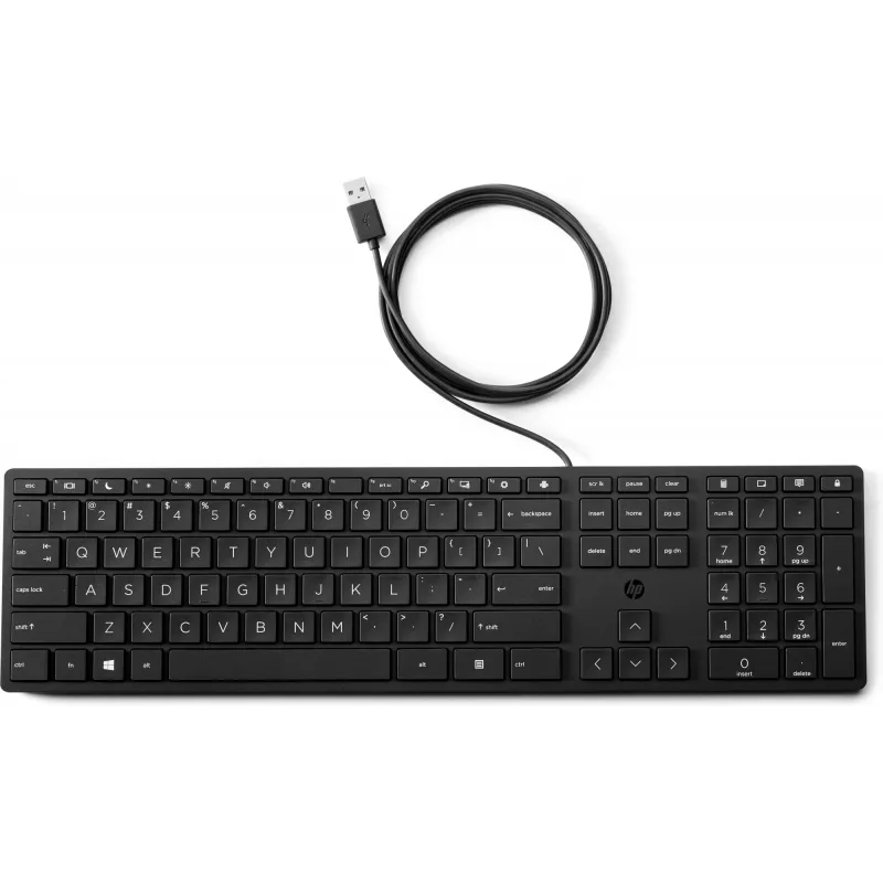 HP Wired Desktop 320K Πληκτρολόγιο — Full-Size USB, μεμβράνης, μαύρο
