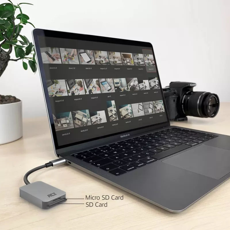Αναγνώστης καρτών ACT AC7056 USB 3.2 Gen 1 Type-C Γκρι MicroSD SD
