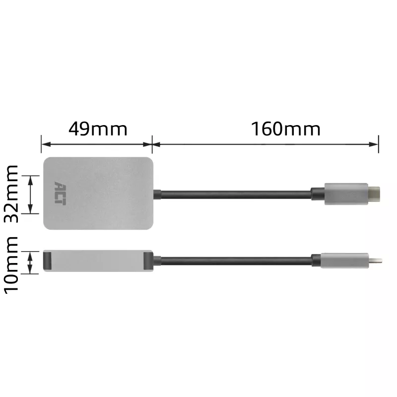 Αναγνώστης καρτών ACT AC7056 USB 3.2 Gen 1 Type-C Γκρι MicroSD SD