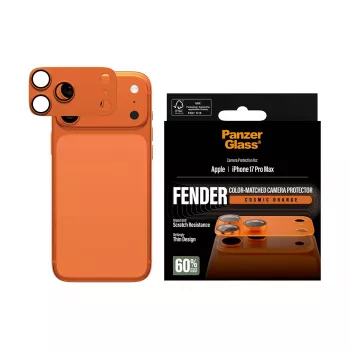 Προστασία κάμερας PanzerGlass Fender για iPhone 17 Pro Max, Σιλικόνη, Cosmic Orange, ανθεκτικό σε γρατσουνιές και κραδασμούς