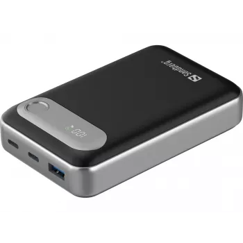 Sandberg Travel Powerbank 20000 PD35W, 20000 mAh, Πολυμερές λιθίου (LiPo), 3.7 V, Μαύρο, Ασημί