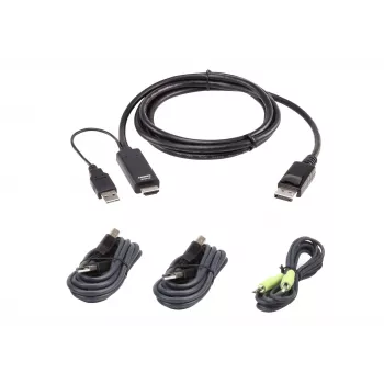KVM-Kabelkit ATEN 1,8 m USB Universal Secure KVM Καλώδιο Kit – 1,8 m, Πληκτρολόγιο/Ποντίκι USB, Κονσόλα DisplayPort, μαύρο