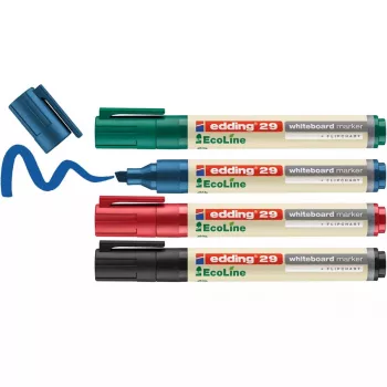 Μαρκαδόρος Edding EcoLine 29 4 τεμ. μυτερή μύτη μαύρο μπλε πράσινο κόκκινο
