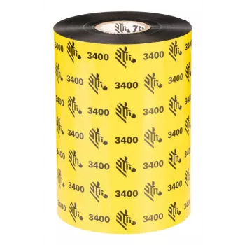 Zebra 3400 Υψηλής Απόδοσης Κηρού-Ρητίνης Θερμομεταφερόμενη Ταινία 450 m Μαύρο
