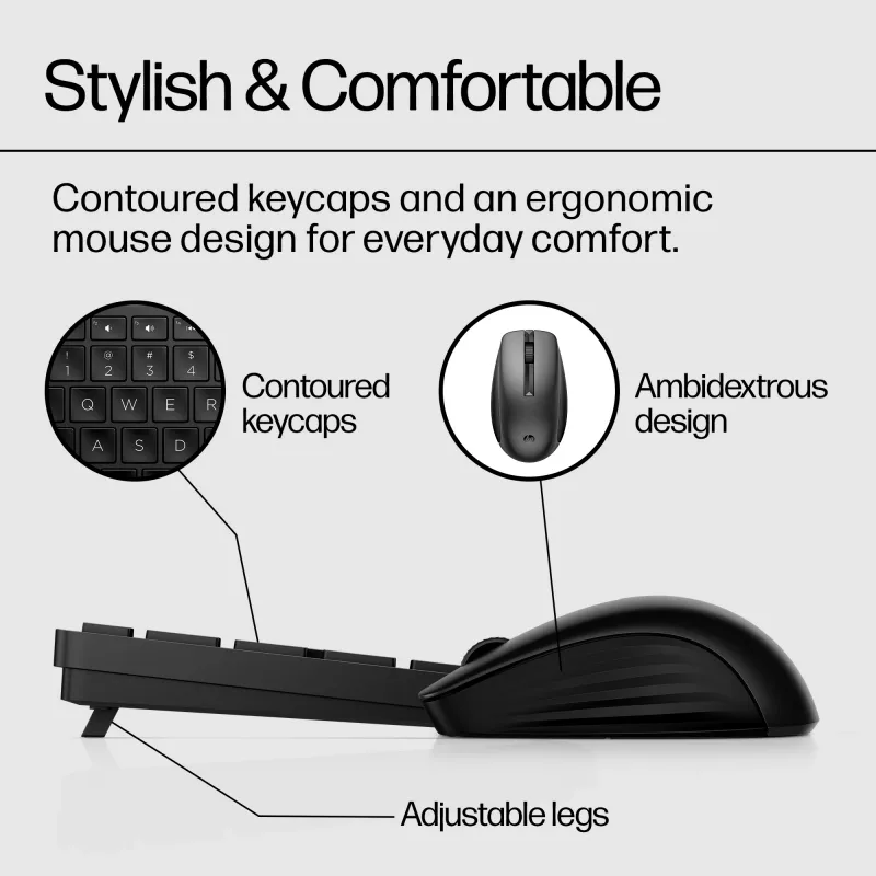 HP 650 Ασύρματο Πληκτρολόγιο και Ποντίκι Combo Full-size Membrane Λευκό