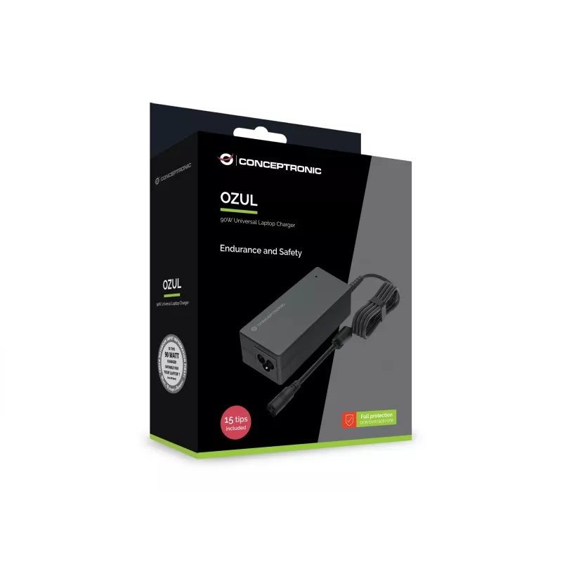 Conceptronic OZUL08B15 90W καθολικός φορτιστής laptop, 15 ακίδες φόρτισης περ.