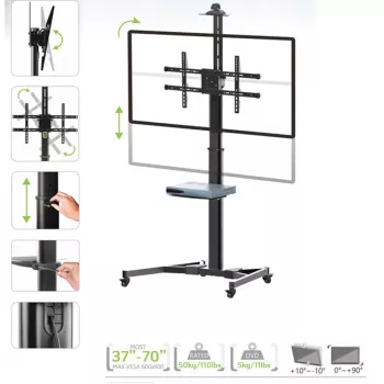 Techly ICA-TR46 Βάση/τρόλεϊ πολυμέσων Μαύρο Επίπεδη οθόνη
