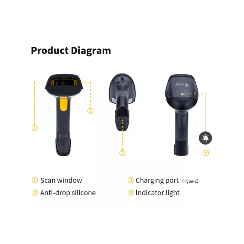 Σαρωτής barcode Equip Wireless 1D Laser, με βάση