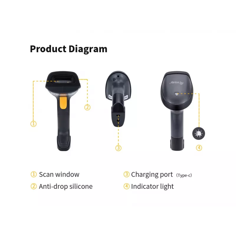 Συσκευή ανάγνωσης barcode χειρός Equip ασύρματος σαρωτής 2D με βάση