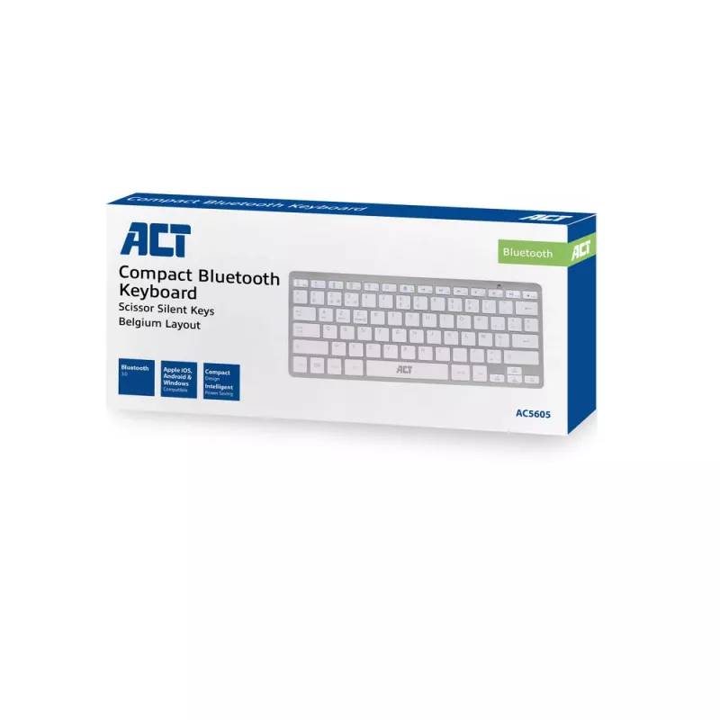 ACT Φορητό πληκτρολόγιο Bluetooth Azerty/BE-Layout ασύρματο λευκό 75%
