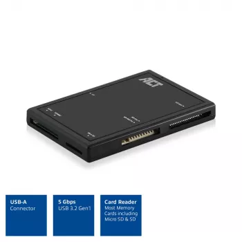 ACT USB 3.0 Καρταναγνώστης AC6370 CF MMC MS Duo MicroSD SDHC Μαύρο