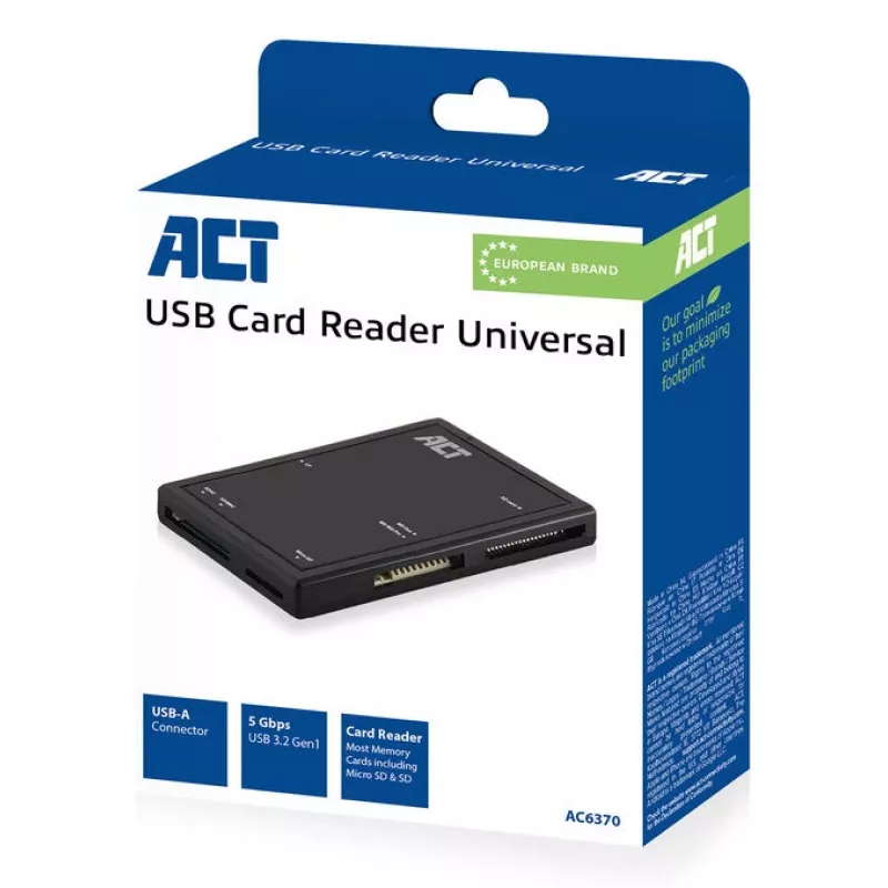 ACT USB 3.0 Καρταναγνώστης AC6370 CF MMC MS Duo MicroSD SDHC Μαύρο