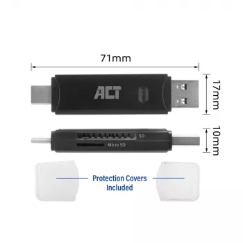 Καρταναγνώστης ACT USB-C/USB-A 3.0 Μαύρο