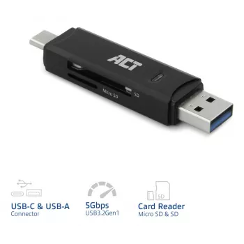Καρταναγνώστης ACT USB-C/USB-A 3.0 Μαύρο