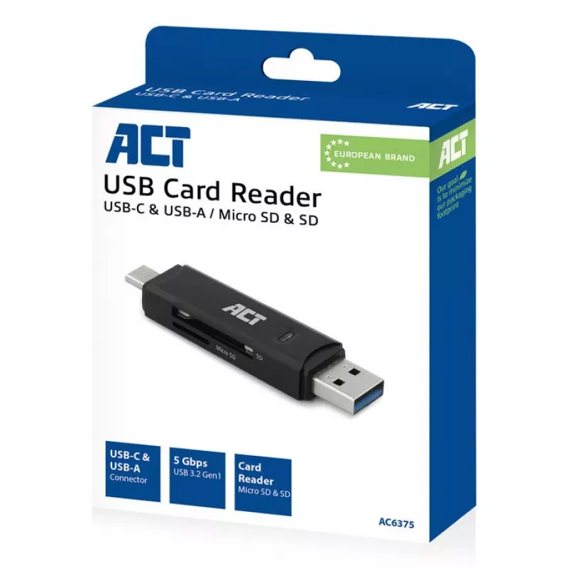 Καρταναγνώστης ACT USB-C/USB-A 3.0 Μαύρο