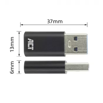 Αντάπτορας USB-A αρσενικό σε USB-C θηλυκό ACT AC7376 μαύρο