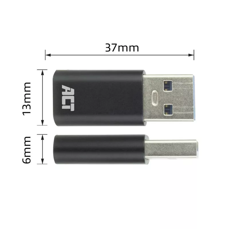 Αντάπτορας USB-A αρσενικό σε USB-C θηλυκό ACT AC7376 μαύρο