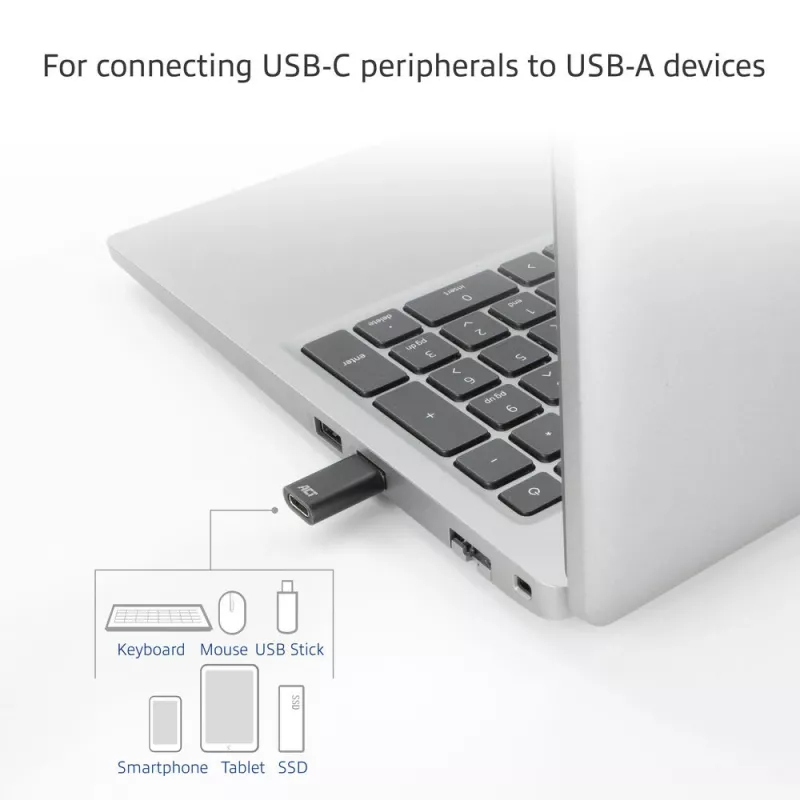 Αντάπτορας USB-A αρσενικό σε USB-C θηλυκό ACT AC7376 μαύρο