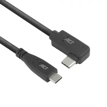 ACT USB 3.0 10Gbps 60W Καλώδιο USB Type-C (ίσιο) σε USB Type-C (γωνιακό αριστερά/δεξιά), 0,5 μέτρα