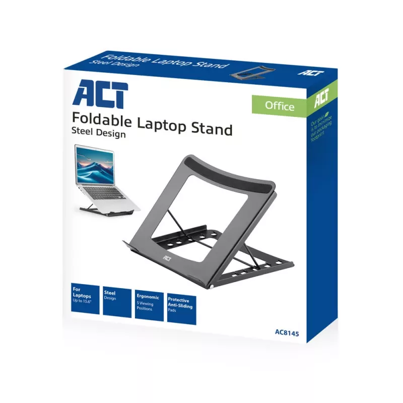 Βάση laptop ACT AC8145 5 ρυθμιζόμενες θέσεις ύψους Μαύρο
