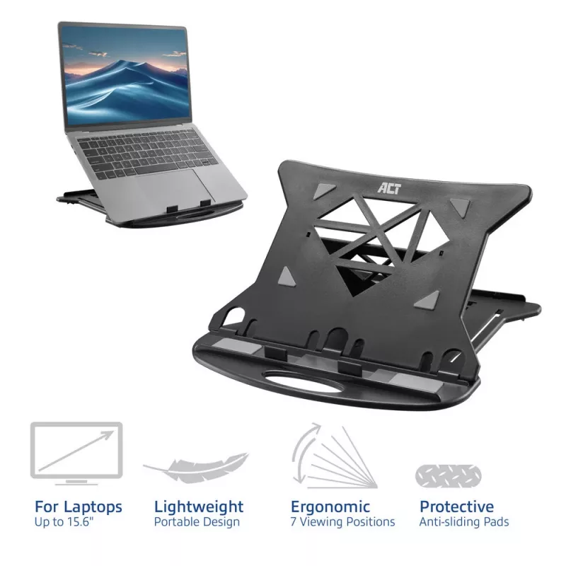 Βάση laptop ACT AC8150 Πτυσσόμενη 7 ρυθμιζόμενες θέσεις ύψους Μαύρο