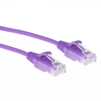 ACT Μωβ 0,5 μέτρα LSZH U/UTP CAT6 Καλώδιο patch Datacenter Slimline χωρίς γλωττίδα με βύσματα RJ45