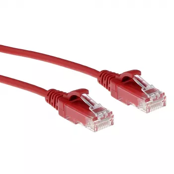 ACT κόκκινο 1 μέτρο LSZH U/UTP CAT6 Rechenzentrum Slimline Patch καλώδιο rastnasenfrei με βύσματα RJ45