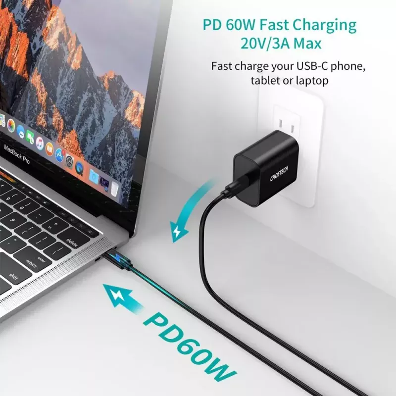 Καλώδιο USB Choetech CC0002 USB 2.0 1m USB-C μαύρο