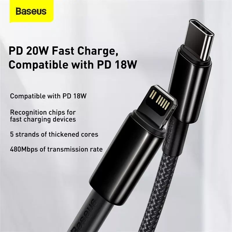 Καλώδιο Baseus Tungsten Gold 1 m μαύρο Lightning σε USB C