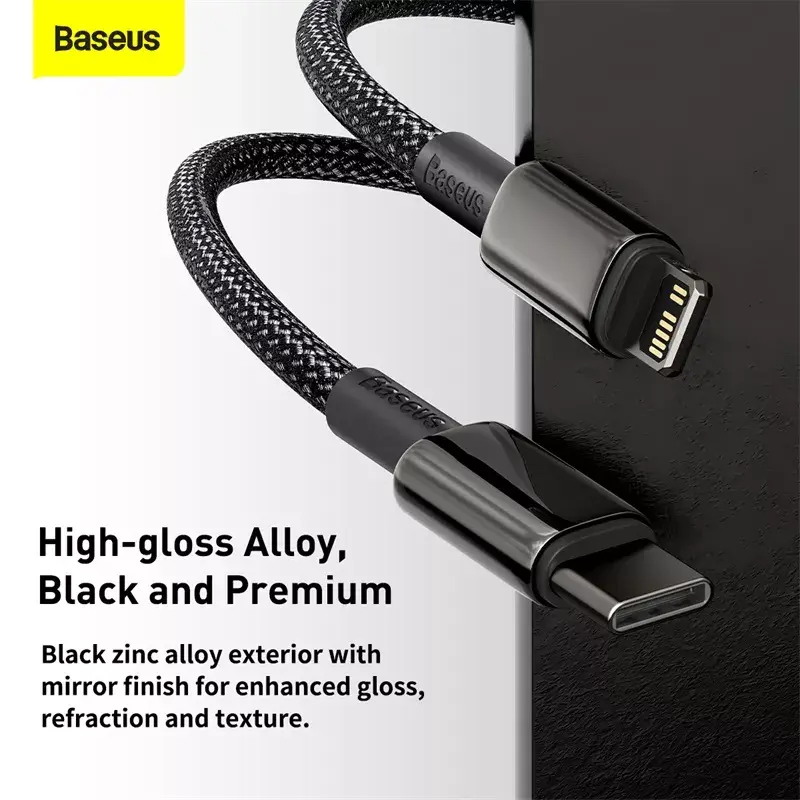 Καλώδιο Baseus Tungsten Gold 1 m μαύρο Lightning σε USB C