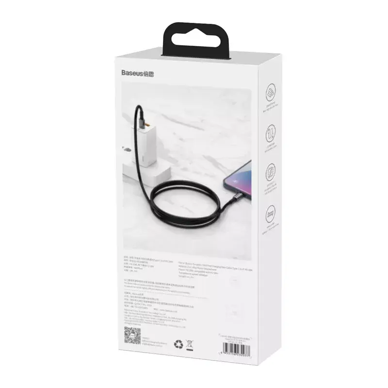 Καλώδιο Baseus Tungsten Gold 1 m μαύρο Lightning σε USB C