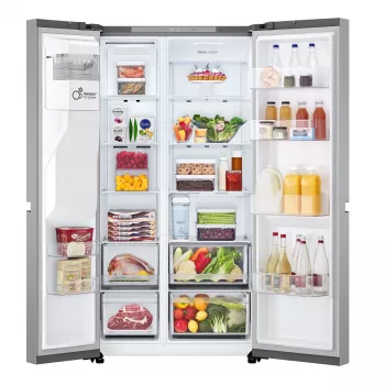 Ψυγείο Side-by-side LG GSLC41PYPE, 641 L συνολικά, χώρος ψύξης 420 L / χώρος κατάψυξης 221 L, ελεύθερο, ασημί