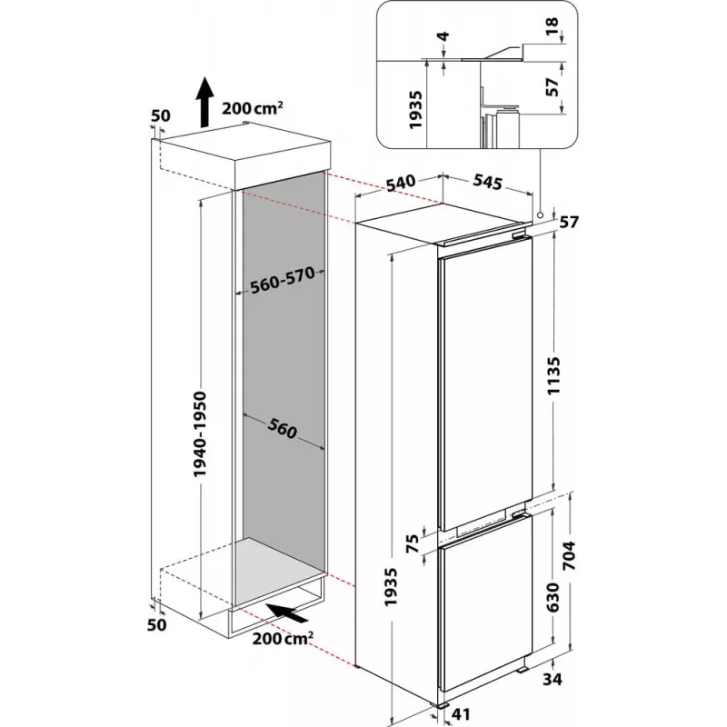 Whirlpool WHC20 T573 P Εντοιχιζόμενο 280 L Λευκό