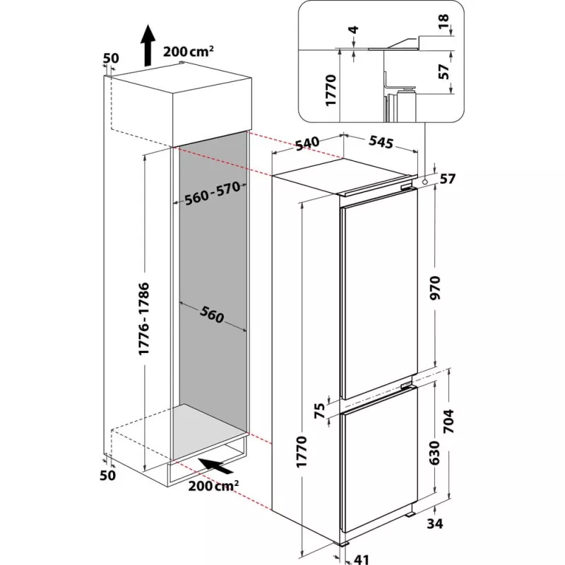 Whirlpool WHC18D031A1 Εντοιχιζόμενο ψυγείο 268 L Λευκό