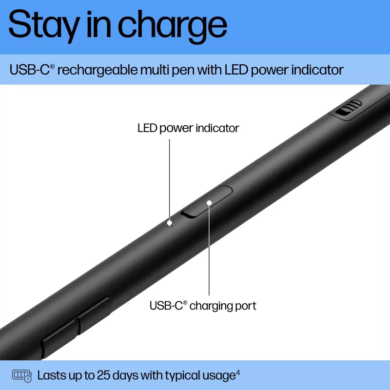 HP 700 Επαναφορτιζόμενο Multi-Pen Καθολική συμβατότητα συσκευών Μαύρο